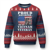 Proud Daughter Of A Vietnam Veteran Ugly Christmas Sweater American Flag Army Boots