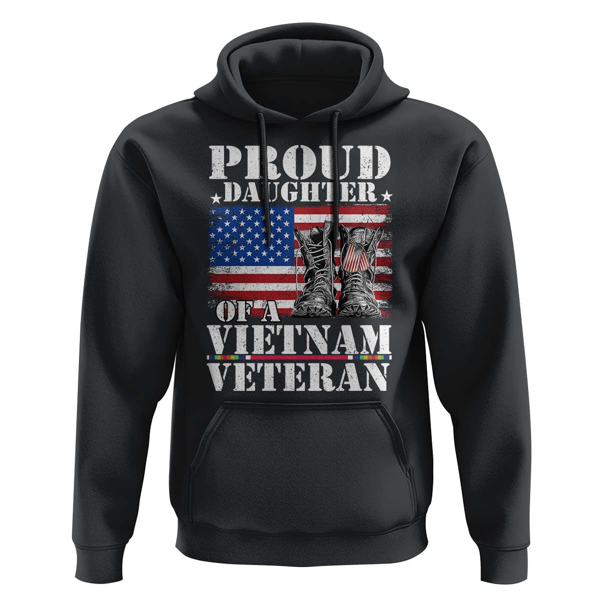 Proud Daughter Of A Vietnam Veteran Hoodie American Flag Army Boots
