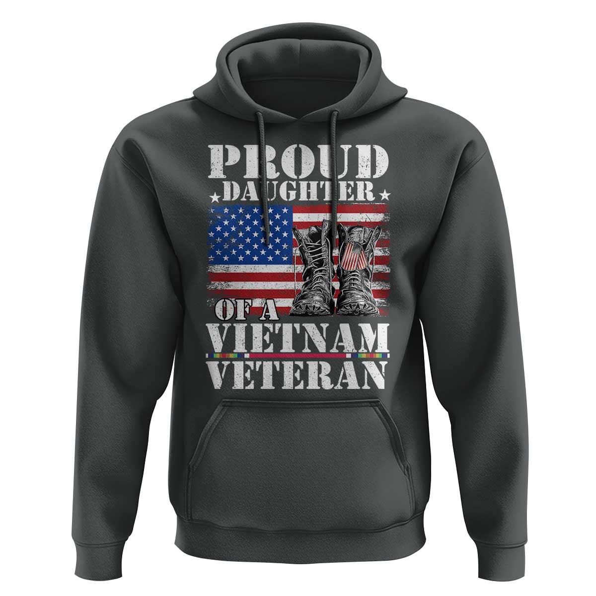 Proud Daughter Of A Vietnam Veteran Hoodie American Flag Army Boots