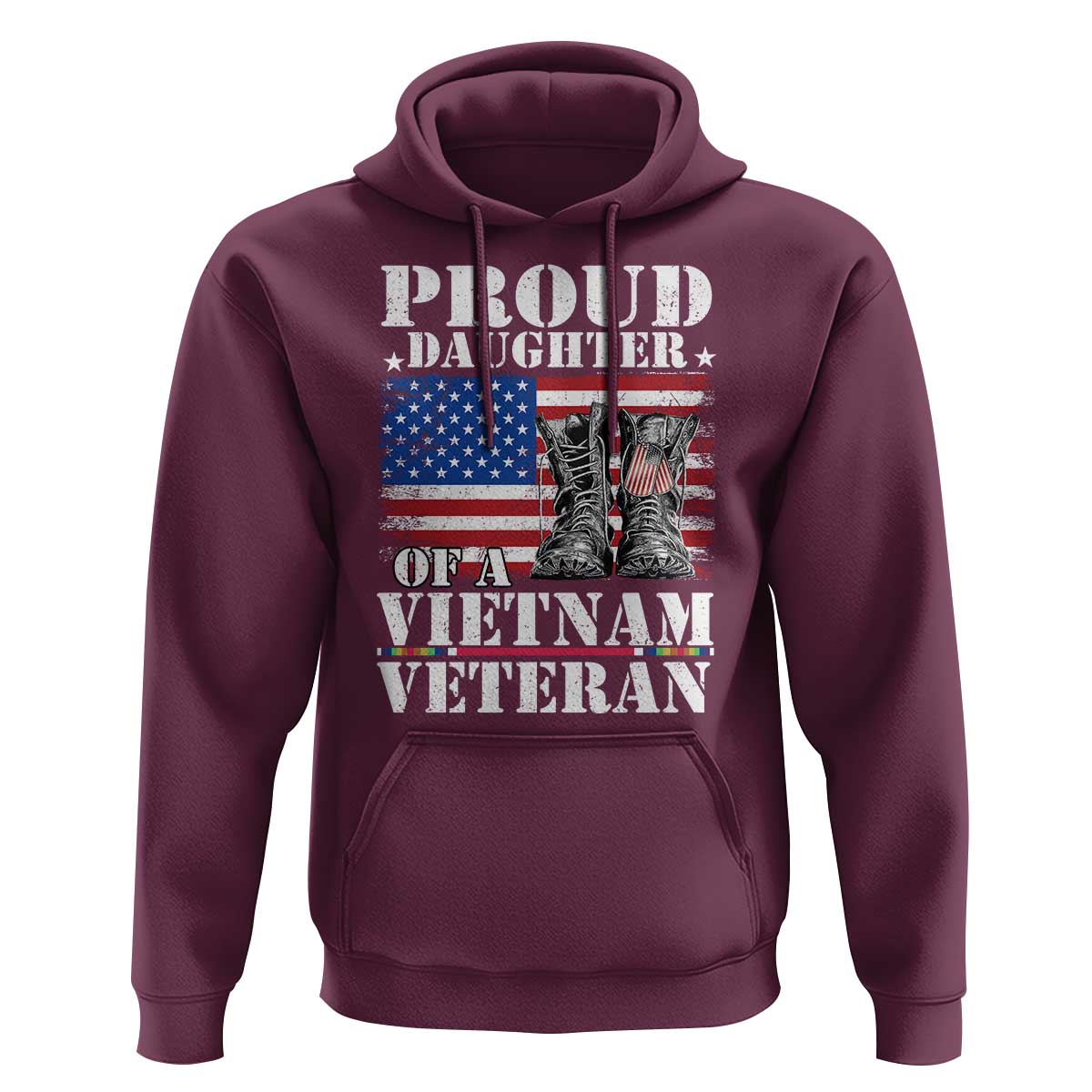 Proud Daughter Of A Vietnam Veteran Hoodie American Flag Army Boots