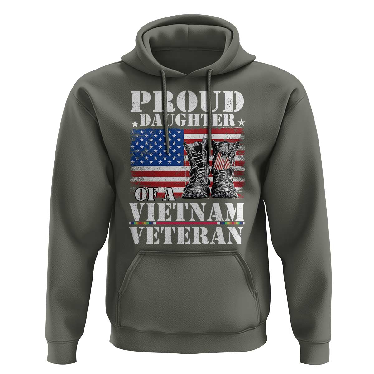 Proud Daughter Of A Vietnam Veteran Hoodie American Flag Army Boots
