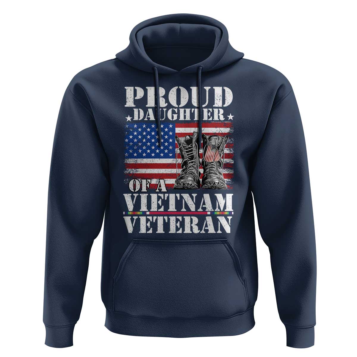 Proud Daughter Of A Vietnam Veteran Hoodie American Flag Army Boots