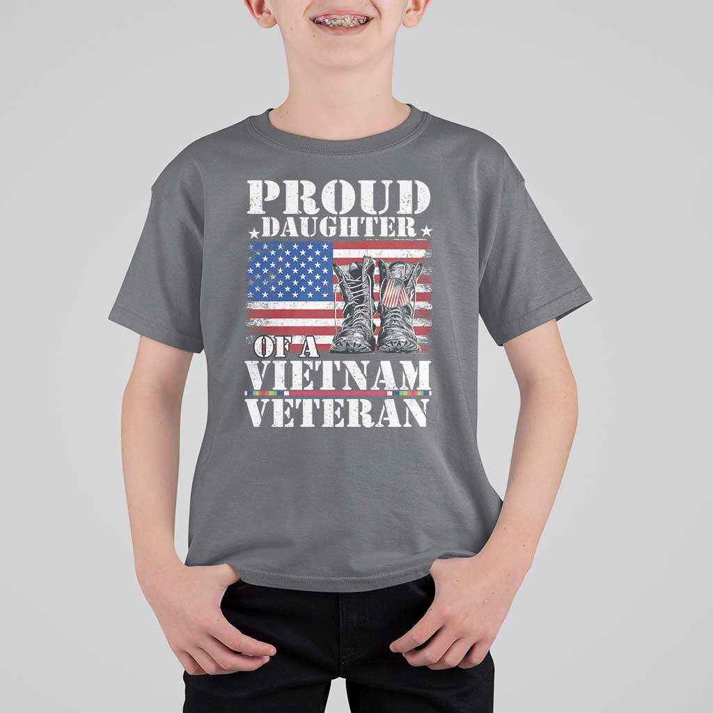 Proud Daughter Of A Vietnam Veteran T Shirt For Kid American Flag Army Boots