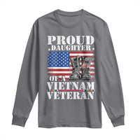 Proud Daughter Of A Vietnam Veteran Long Sleeve Shirt American Flag Army Boots