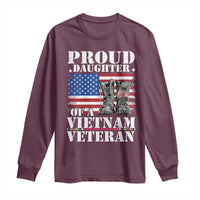 Proud Daughter Of A Vietnam Veteran Long Sleeve Shirt American Flag Army Boots