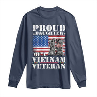 Proud Daughter Of A Vietnam Veteran Long Sleeve Shirt American Flag Army Boots