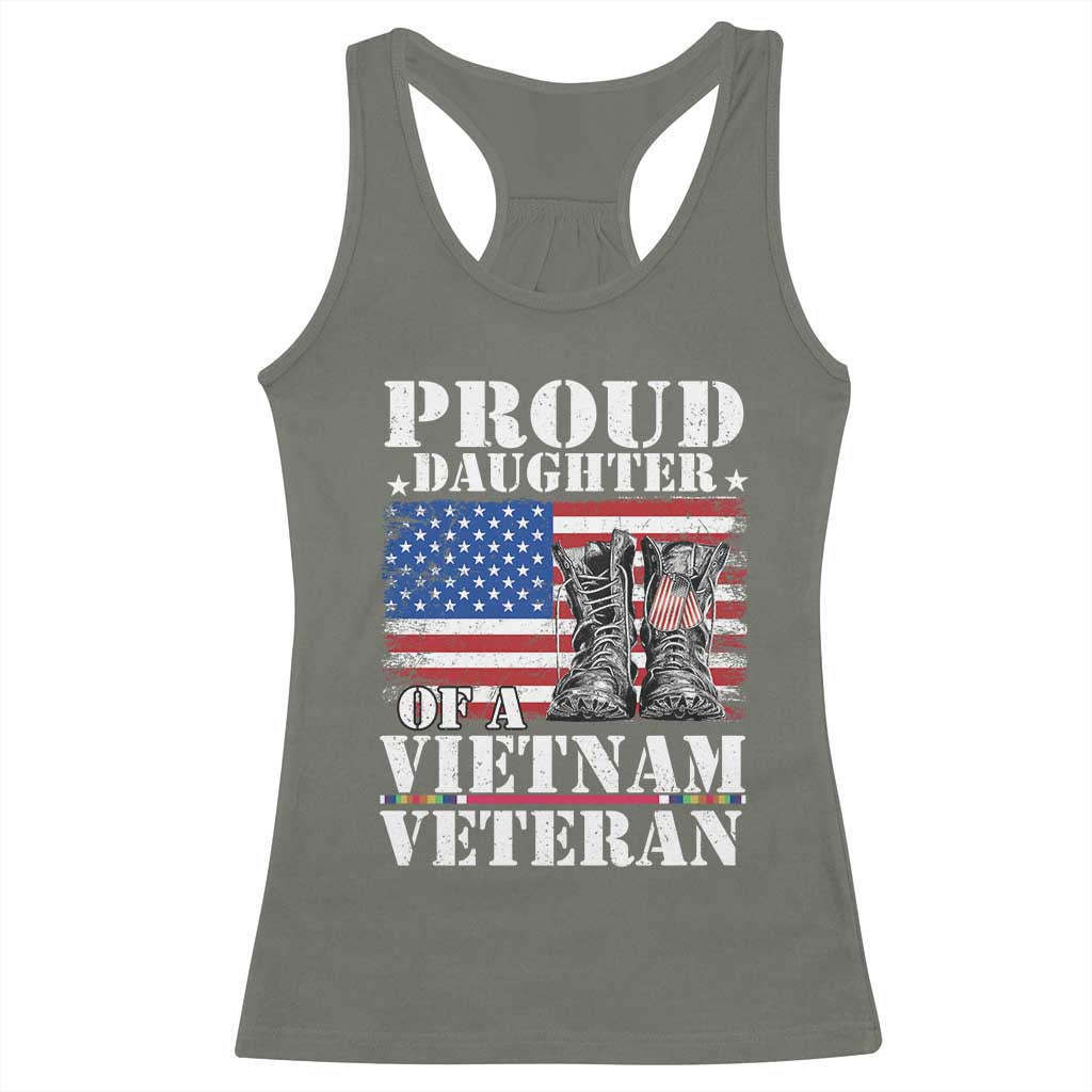 Proud Daughter Of A Vietnam Veteran Racerback Tank Top American Flag Army Boots