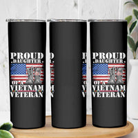 Proud Daughter Of A Vietnam Veteran Skinny Tumbler American Flag Army Boots