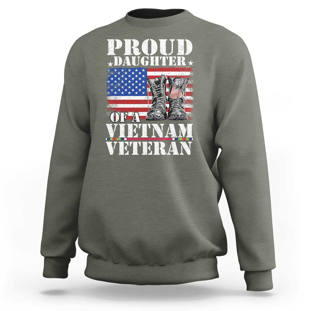 Proud Daughter Of A Vietnam Veteran Sweatshirt American Flag Army Boots