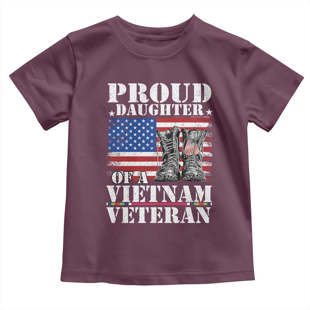 Proud Daughter Of A Vietnam Veteran Toddler T Shirt American Flag Army Boots