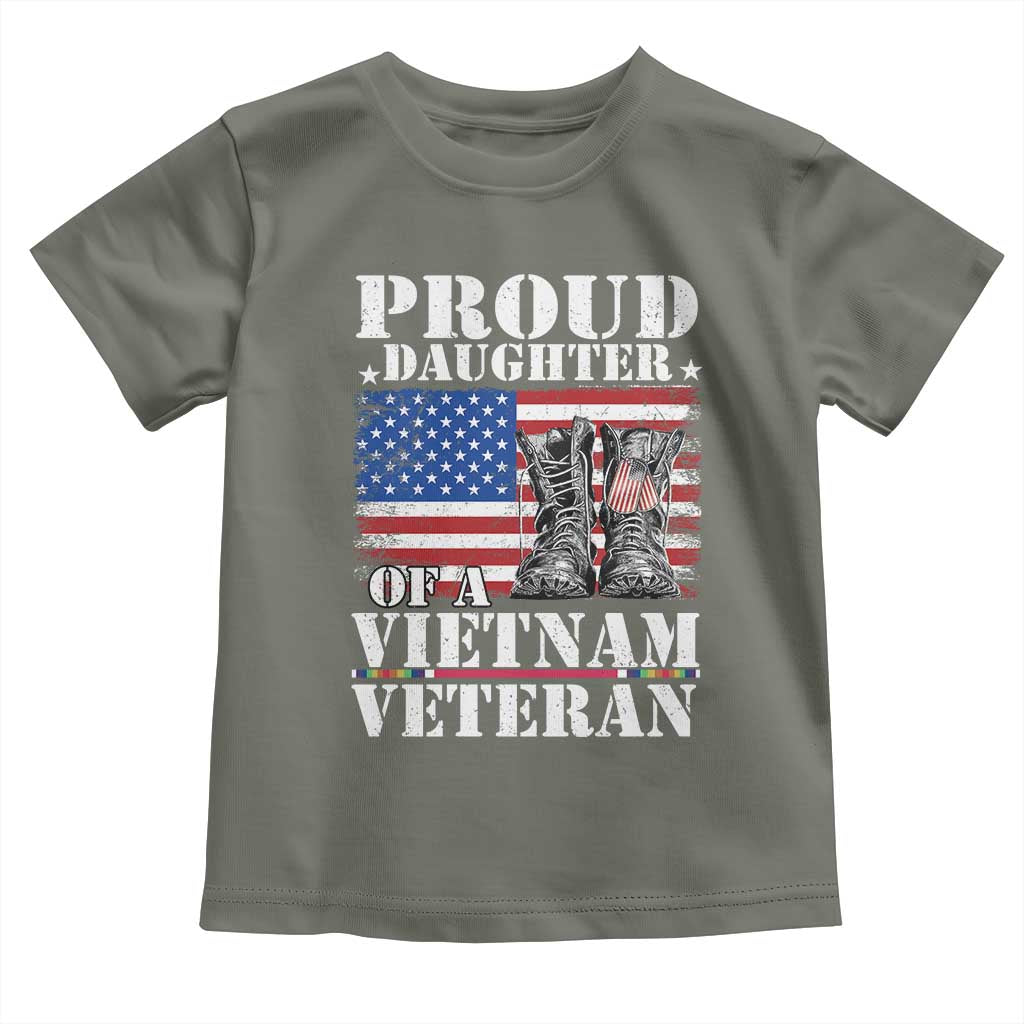 Proud Daughter Of A Vietnam Veteran Toddler T Shirt American Flag Army Boots