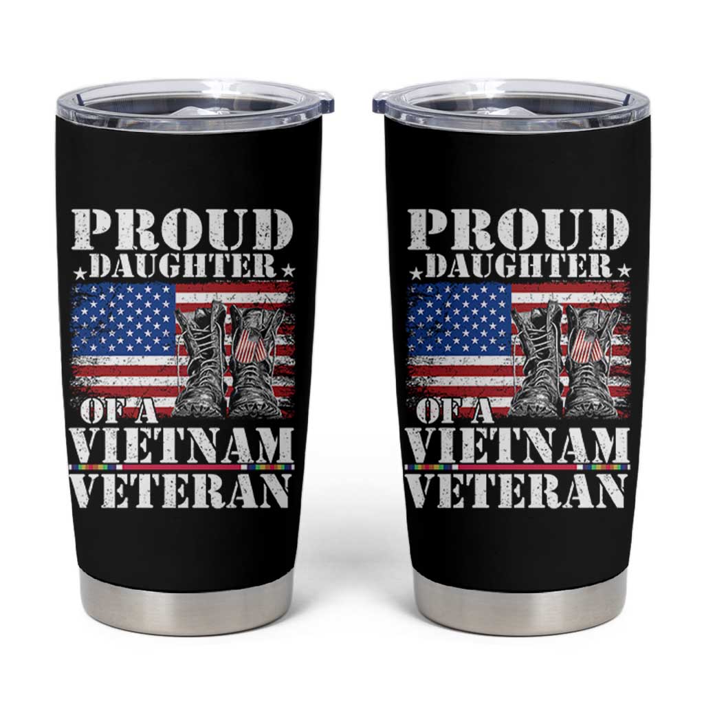 Proud Daughter Of A Vietnam Veteran Tumbler Cup American Flag Army Boots