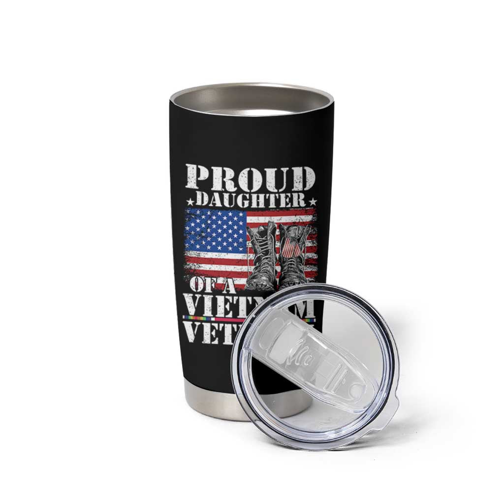 Proud Daughter Of A Vietnam Veteran Tumbler Cup American Flag Army Boots