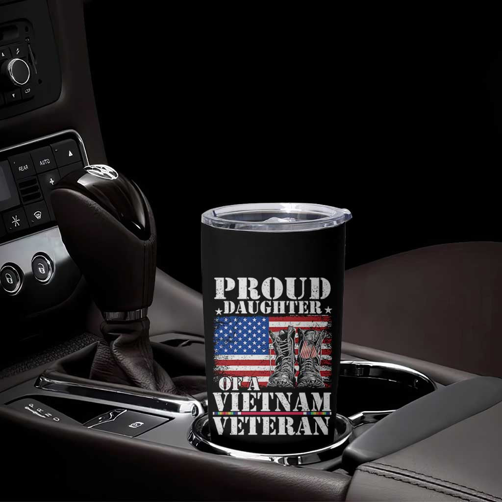 Proud Daughter Of A Vietnam Veteran Tumbler Cup American Flag Army Boots
