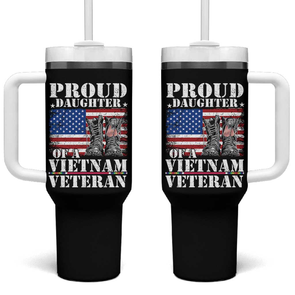 Proud Daughter Of A Vietnam Veteran Tumbler With Handle American Flag Army Boots