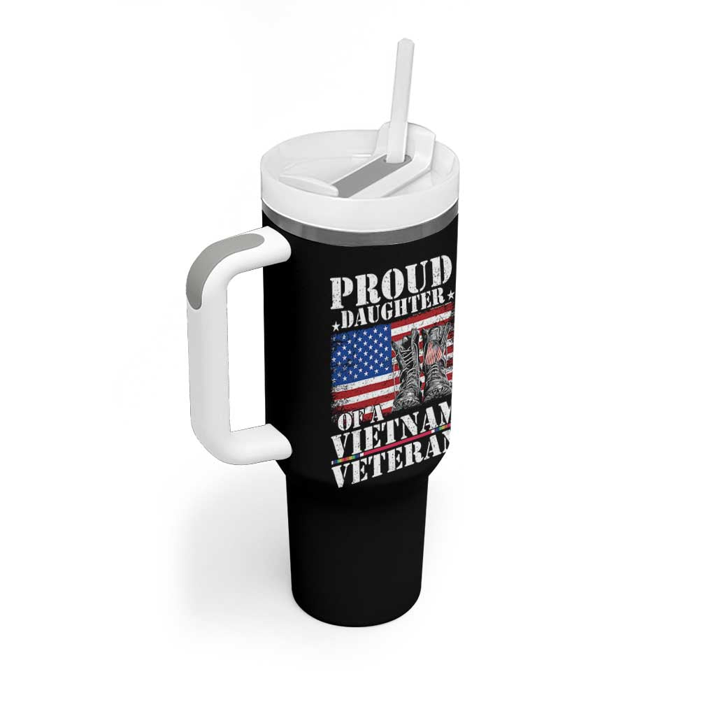 Proud Daughter Of A Vietnam Veteran Tumbler With Handle American Flag Army Boots