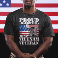Proud Daughter Of A Vietnam Veteran T Shirt American Flag Army Boots