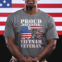 Proud Daughter Of A Vietnam Veteran T Shirt American Flag Army Boots
