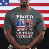 Proud Daughter Of A Vietnam Veteran T Shirt American Flag Army Boots