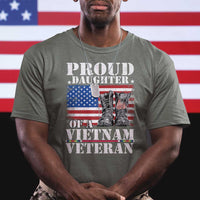 Proud Daughter Of A Vietnam Veteran T Shirt American Flag Army Boots