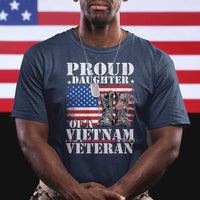 Proud Daughter Of A Vietnam Veteran T Shirt American Flag Army Boots