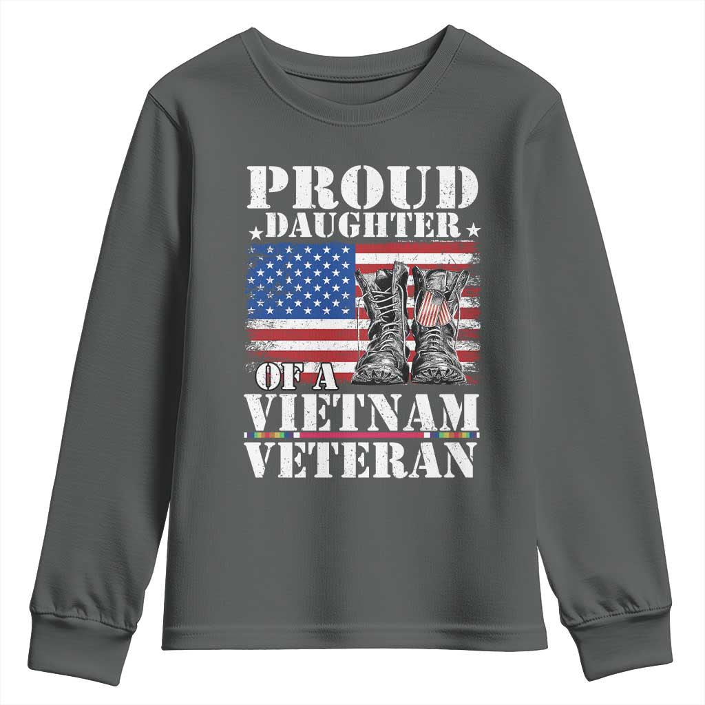 Proud Daughter Of A Vietnam Veteran Youth Sweatshirt American Flag Army Boots