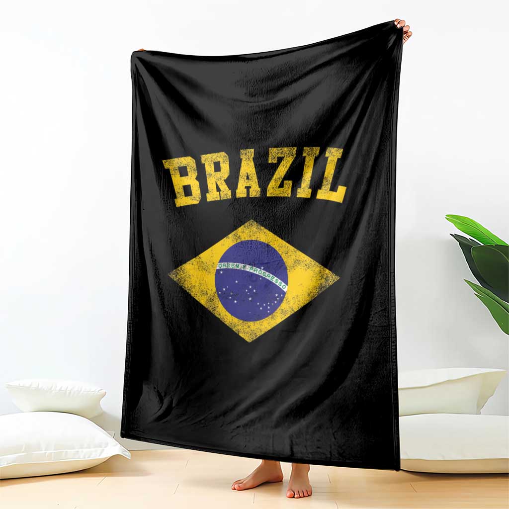 Vintage Brazil Flag Patriotic Brazilian Pride Throw Blanket