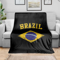 Vintage Brazil Flag Patriotic Brazilian Pride Throw Blanket