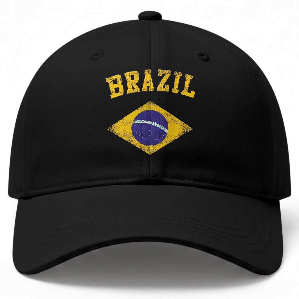 Vintage Brazil Flag Patriotic Brazilian Pride Baseball Cap