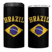 Vintage Brazil Flag Patriotic Brazilian Pride 4 in 1 Can Cooler Tumbler