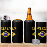 Vintage Brazil Flag Patriotic Brazilian Pride 4 in 1 Can Cooler Tumbler