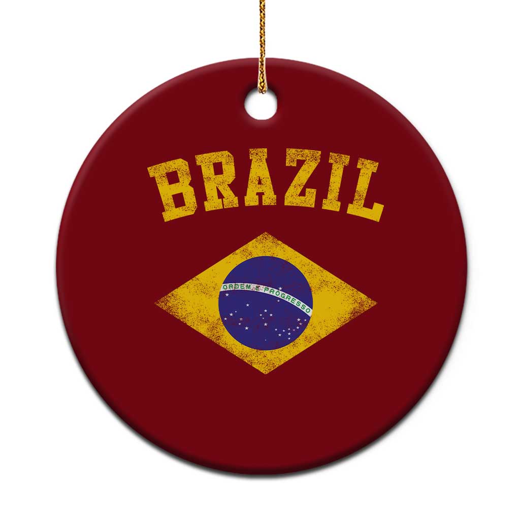 Vintage Brazil Flag Patriotic Brazilian Pride Ceramic Ornament