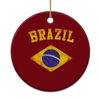 Vintage Brazil Flag Patriotic Brazilian Pride Ceramic Ornament