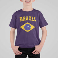 Vintage Brazil Flag Patriotic Brazilian Pride T Shirt For Kid