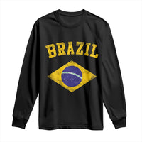 Vintage Brazil Flag Patriotic Brazilian Pride Long Sleeve Shirt