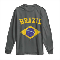Vintage Brazil Flag Patriotic Brazilian Pride Long Sleeve Shirt