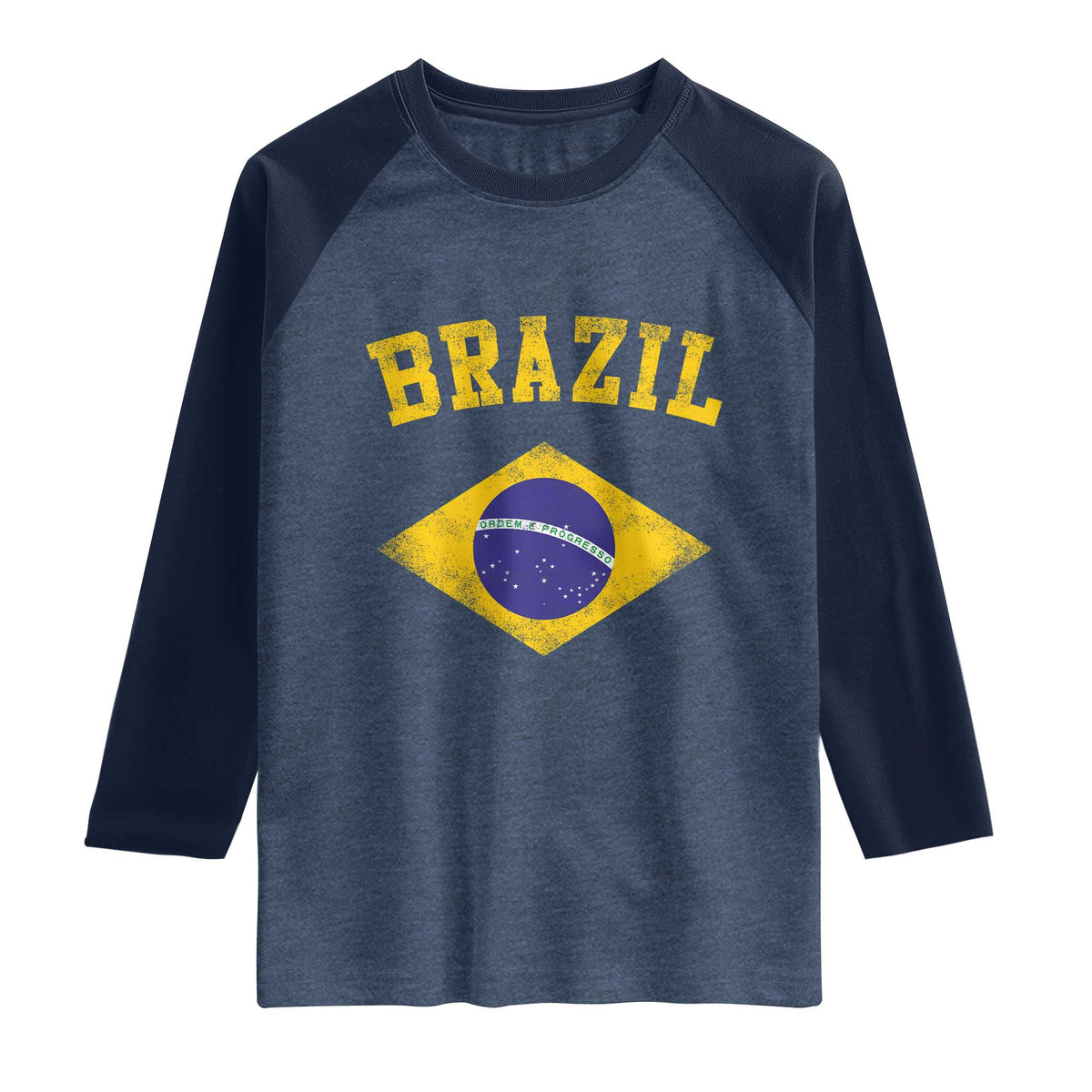 Vintage Brazil Flag Patriotic Brazilian Pride Raglan Shirt