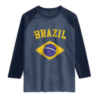 Vintage Brazil Flag Patriotic Brazilian Pride Raglan Shirt