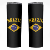 Vintage Brazil Flag Patriotic Brazilian Pride Skinny Tumbler
