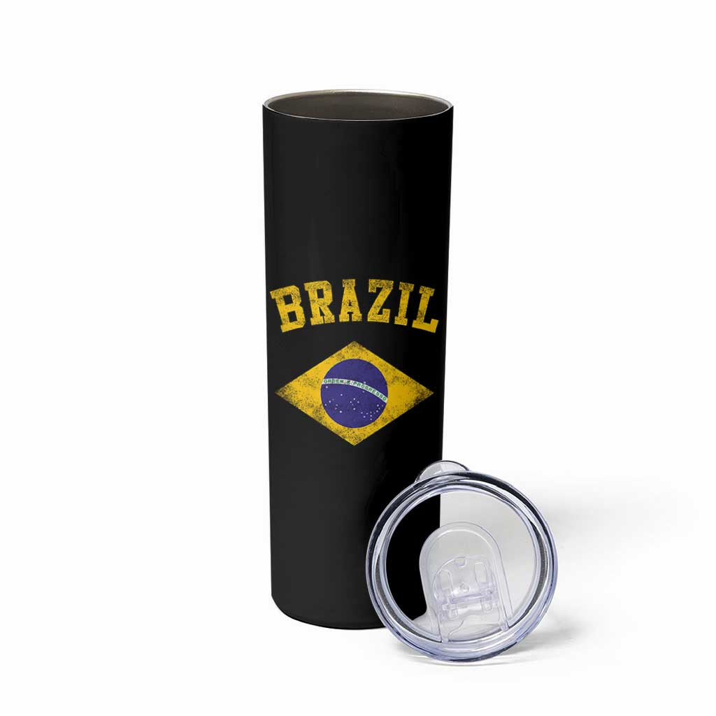 Vintage Brazil Flag Patriotic Brazilian Pride Skinny Tumbler