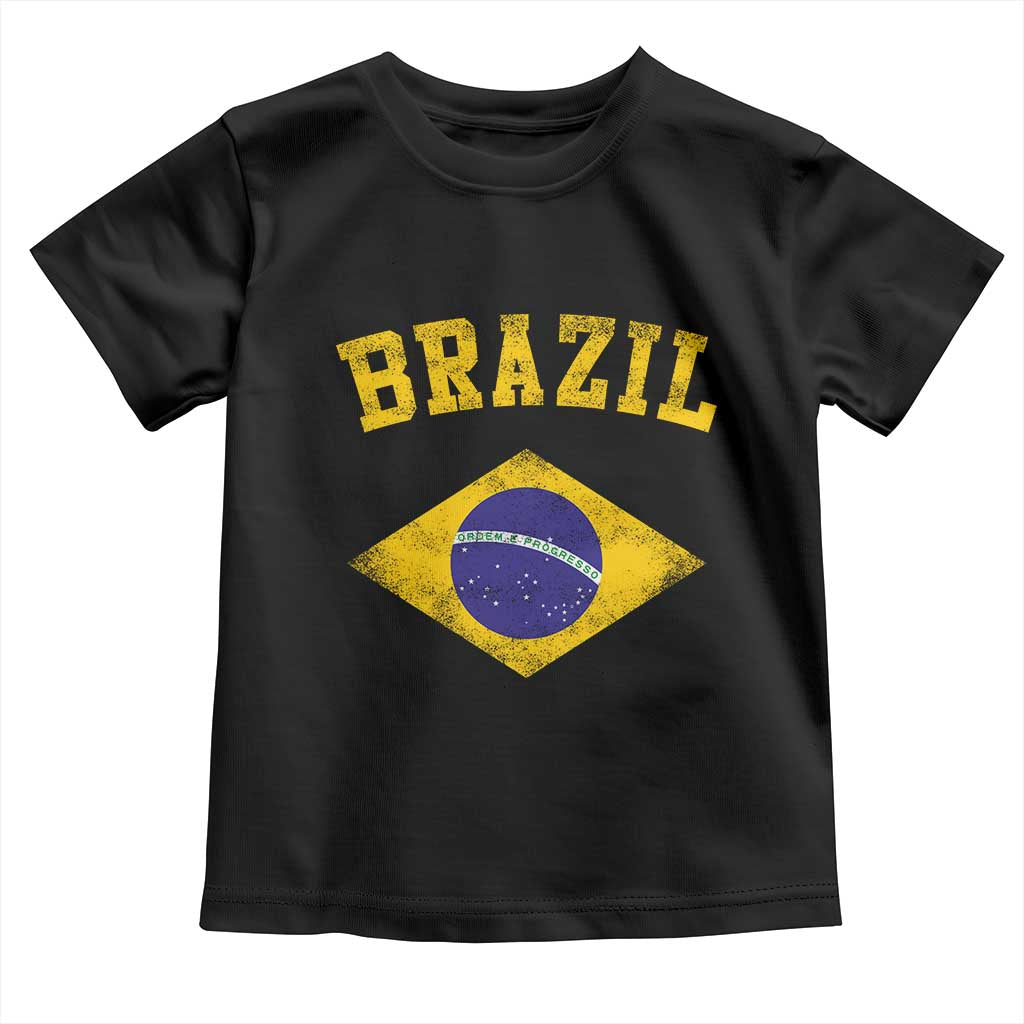 Vintage Brazil Flag Patriotic Brazilian Pride Toddler T Shirt