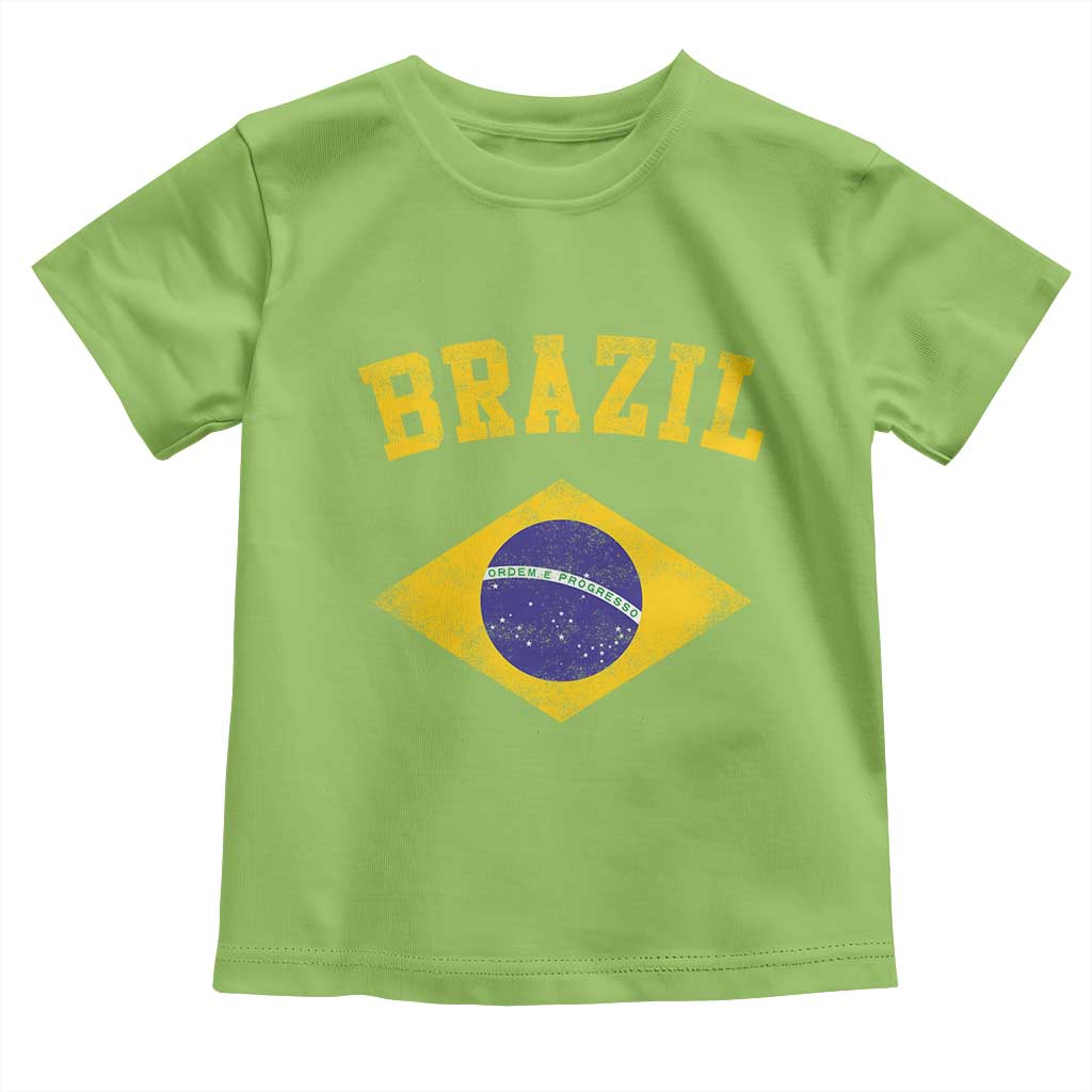 Vintage Brazil Flag Patriotic Brazilian Pride Toddler T Shirt
