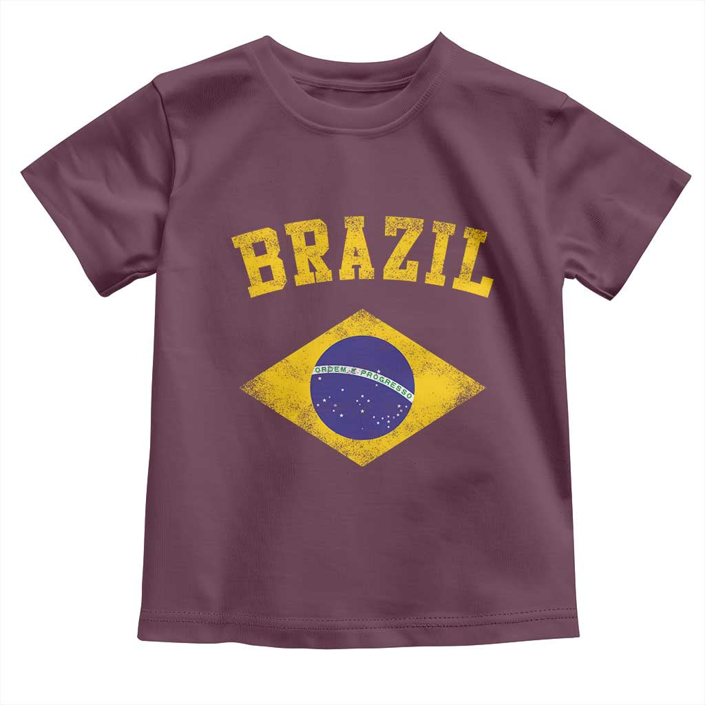 Vintage Brazil Flag Patriotic Brazilian Pride Toddler T Shirt