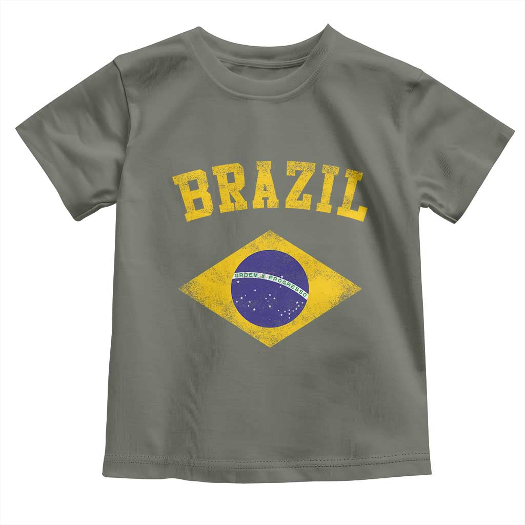 Vintage Brazil Flag Patriotic Brazilian Pride Toddler T Shirt