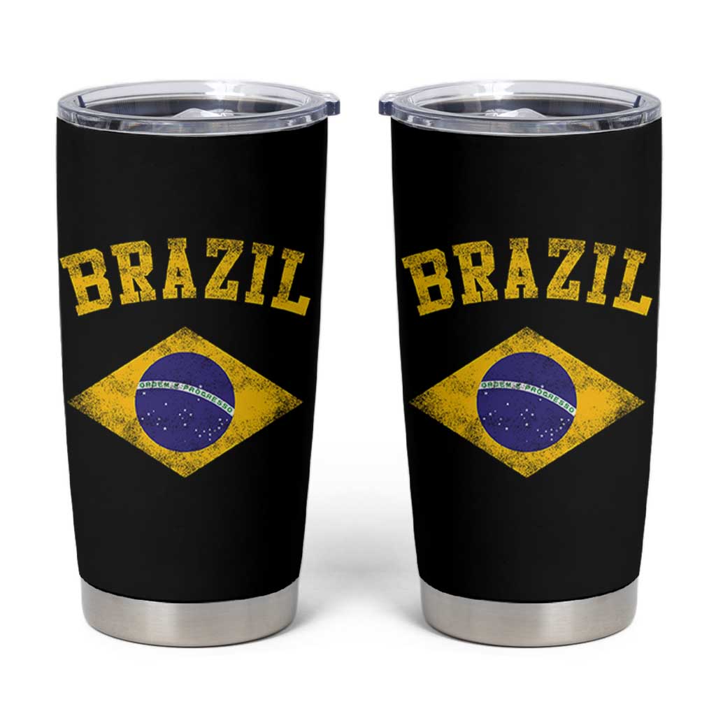 Vintage Brazil Flag Patriotic Brazilian Pride Tumbler Cup