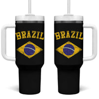 Vintage Brazil Flag Patriotic Brazilian Pride Tumbler With Handle