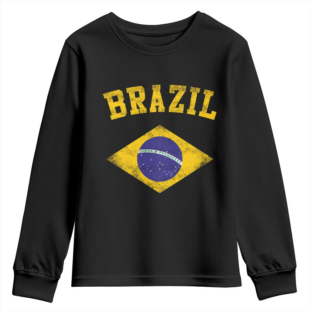 Vintage Brazil Flag Patriotic Brazilian Pride Youth Sweatshirt