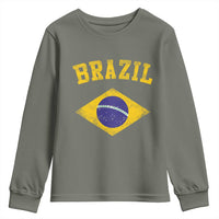 Vintage Brazil Flag Patriotic Brazilian Pride Youth Sweatshirt