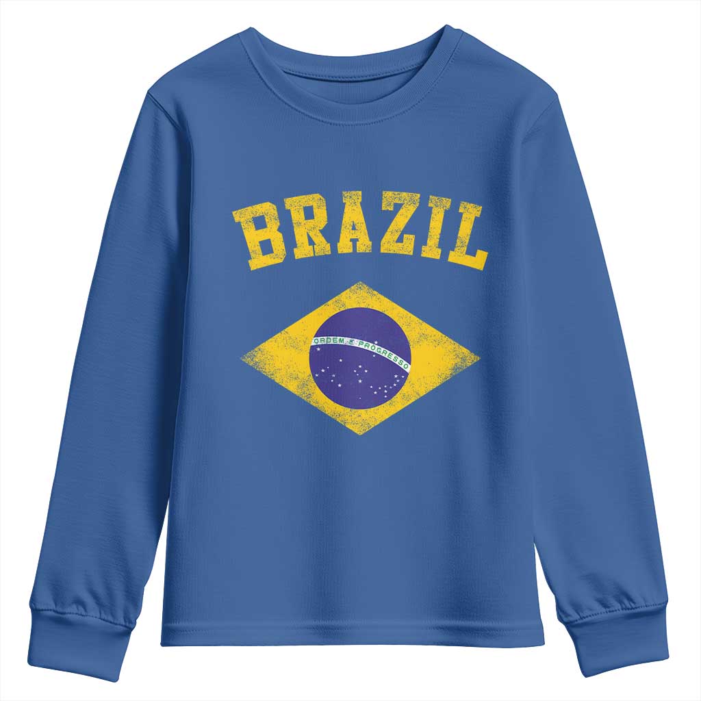 Vintage Brazil Flag Patriotic Brazilian Pride Youth Sweatshirt