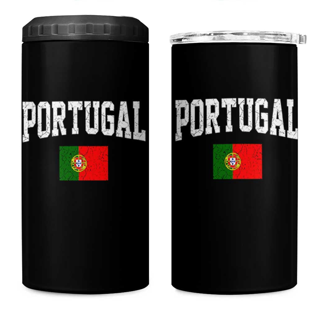 Vintage Portugal Flag Portuguese Pride Throwback Design 4 in 1 Can Cooler Tumbler